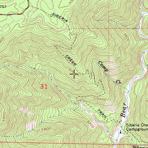 Topographic Map of Siberia Creek Trail, CA