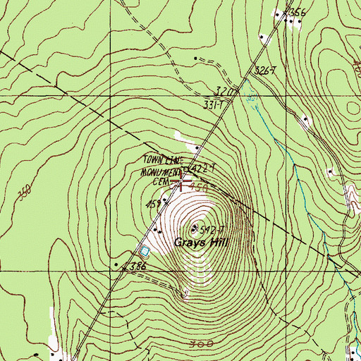 Topographic Map of Town Line Cemetery, ME