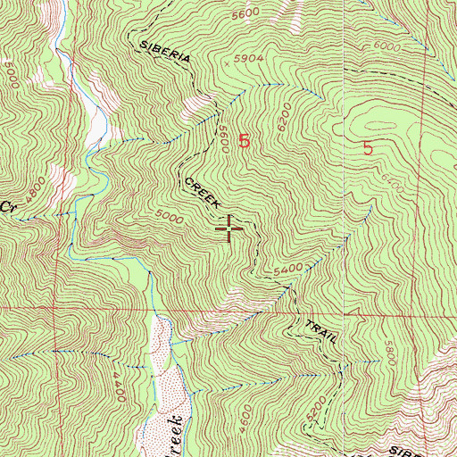 Topographic Map of Siberia Creek Trail, CA