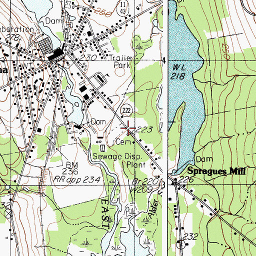 Topographic Map of Village Cemetery, ME