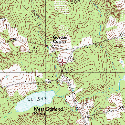 Topographic Map of West Garland Cemetery, ME