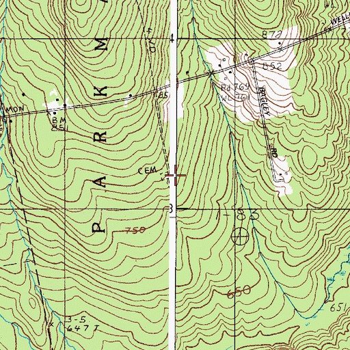 Topographic Map of Drew Cemetery, ME