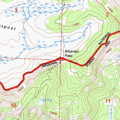 Topographic Map of Siberian Pass, CA