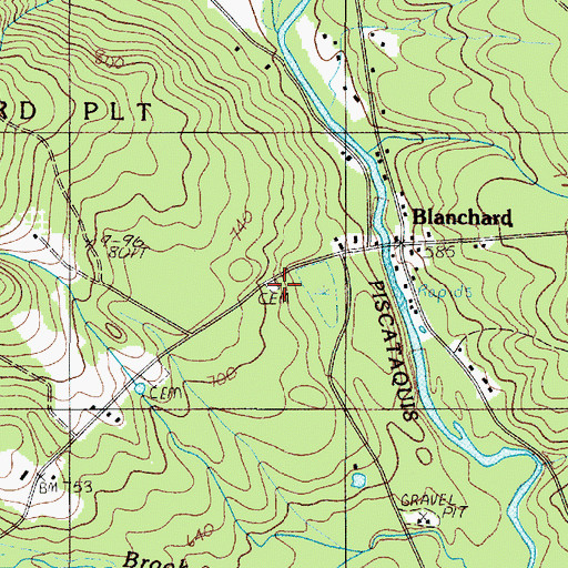 Topographic Map of Glenwood Cemetery, ME