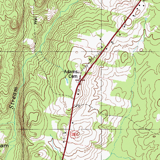 Topographic Map of Adams Cemetery, ME
