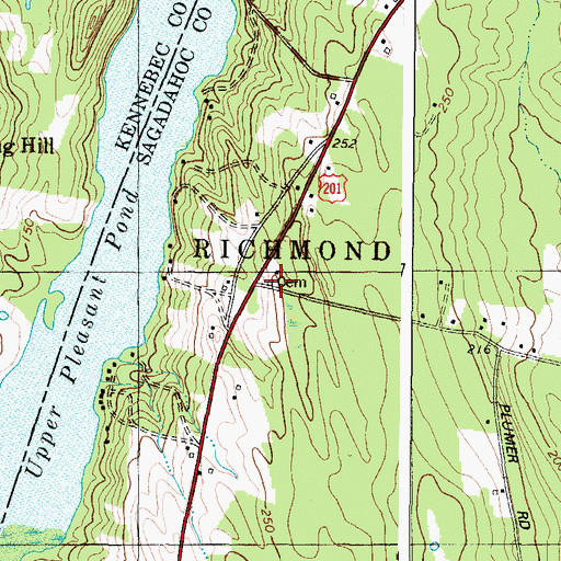 Topographic Map of Allard Cemetery, ME