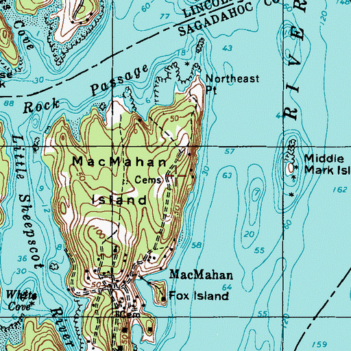 Topographic Map of Apple Cemetery, ME