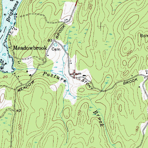 Topographic Map of Bowker Cemetery, ME