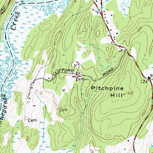 Topographic Map of Clifford Cemetery, ME