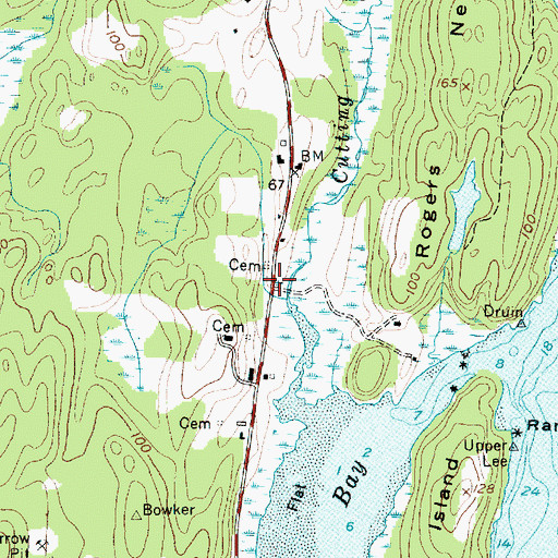 Topographic Map of Cutting Cemetery, ME