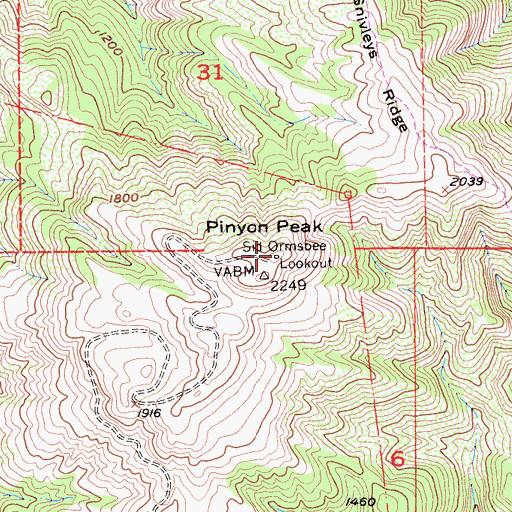 Topographic Map of Sid Ormsbee Lookout, CA