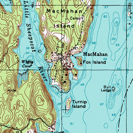 Topographic Map of Learned Cemetery, ME