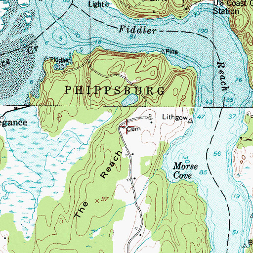 Topographic Map of Lithgow Morse Cemetery, ME