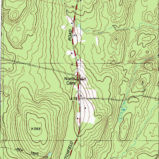 Topographic Map of North Cemetery, ME