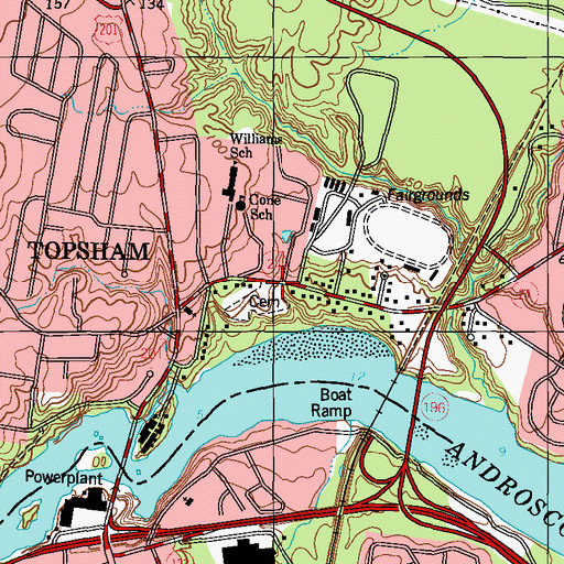 Topographic Map of Riverview Cemetery, ME