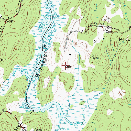 Topographic Map of Rogers Cemetery, ME