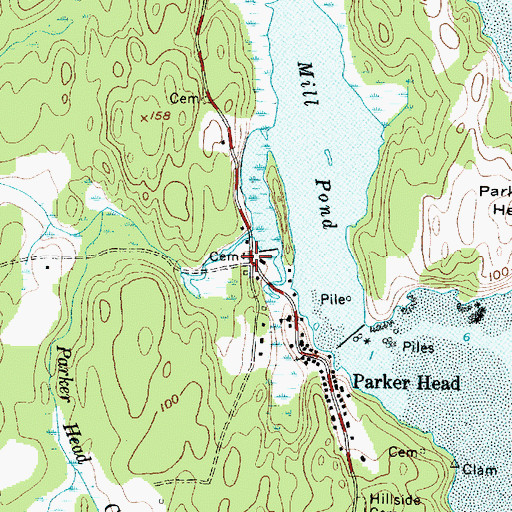 Topographic Map of Rollins Cemetery, ME