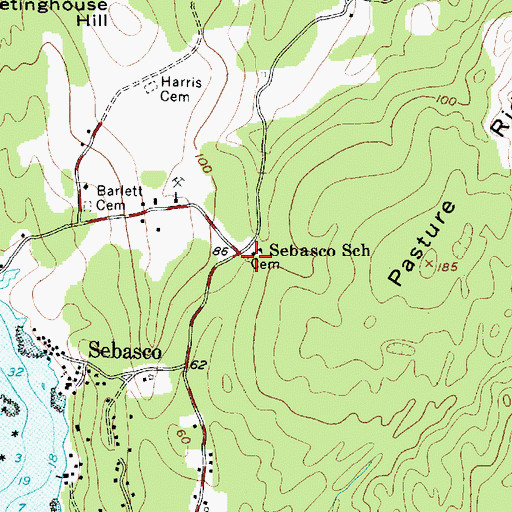 Topographic Map of Sebasco School Cemetery, ME