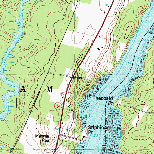 Topographic Map of Whitmore Cemetery, ME