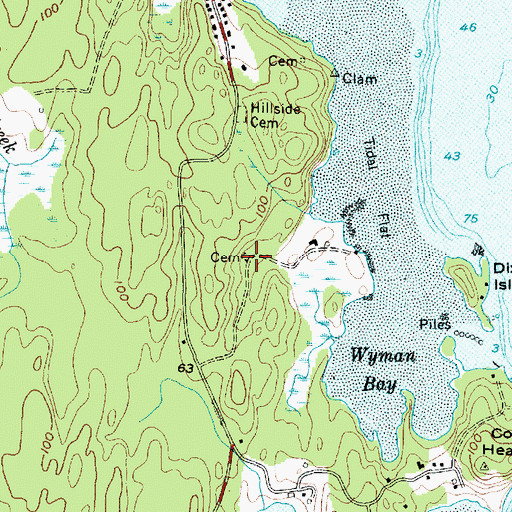Topographic Map of Wyman Cemetery, ME