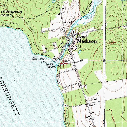 Topographic Map of East Madison Dam Cemetery, ME