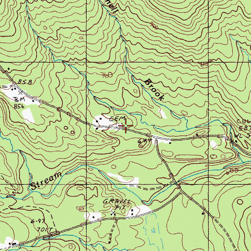 Topographic Map of Highland Cemetery, ME