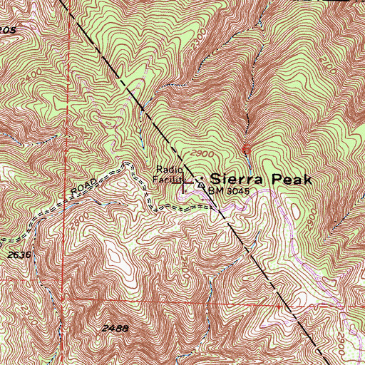Topographic Map of Sierra Peak, CA