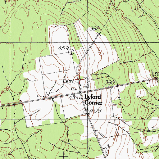 Topographic Map of Lyford Cemetery, ME