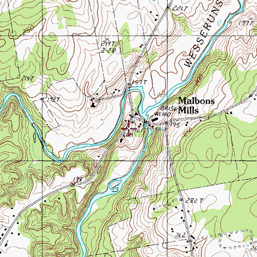 Topographic Map of Malbons Mill Cemetery, ME