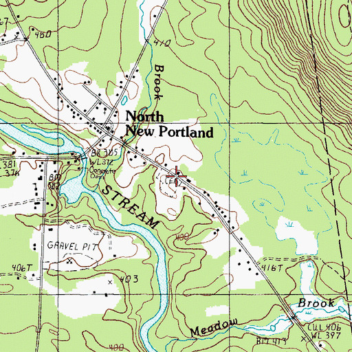 Topographic Map of North New Portland Cemetery, ME