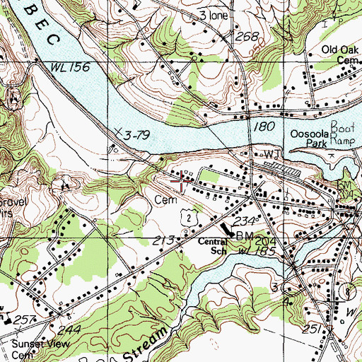 Topographic Map of Riverview Cemetery, ME