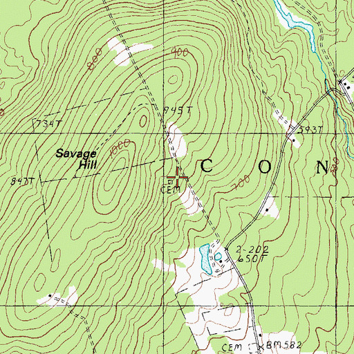 Topographic Map of Savage Hill Cemetery, ME