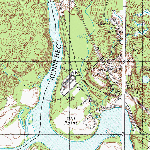 Topographic Map of Sebastian Rasle Cemetery, ME