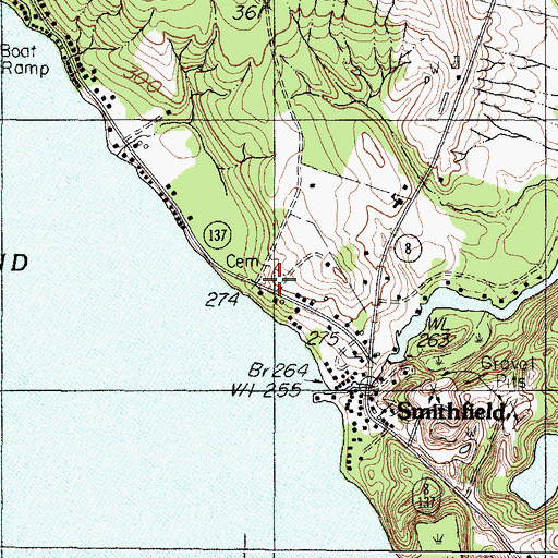 Topographic Map of Village Cemetery, ME