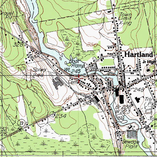 Topographic Map of Village Cemetery, ME