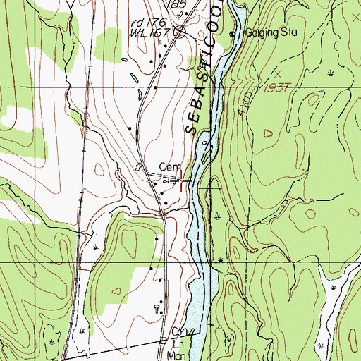 Topographic Map of Weymouth Cemetery, ME