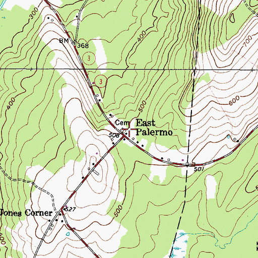 Topographic Map of East Palermo Cemetery, ME
