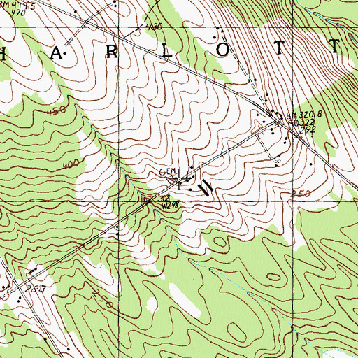 Topographic Map of Damon Ridge Cemetery, ME