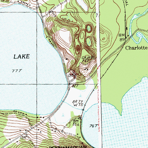 Topographic Map of Round Pond Cemetery, ME