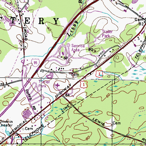 Topographic Map of Adams Lot, ME