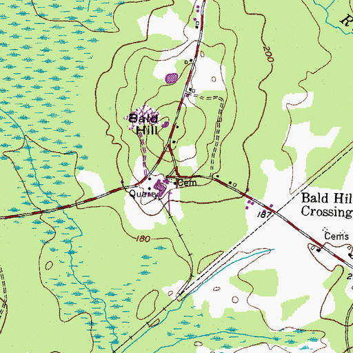 Topographic Map of Bald Hill Graveyard, ME