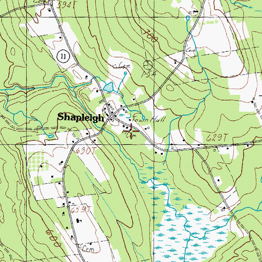 Topographic Map of Bodwell Cemetery, ME