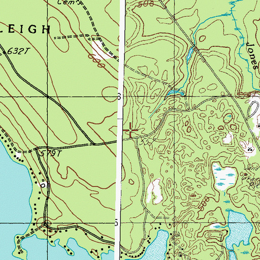 Topographic Map of Boston Cemetery, ME