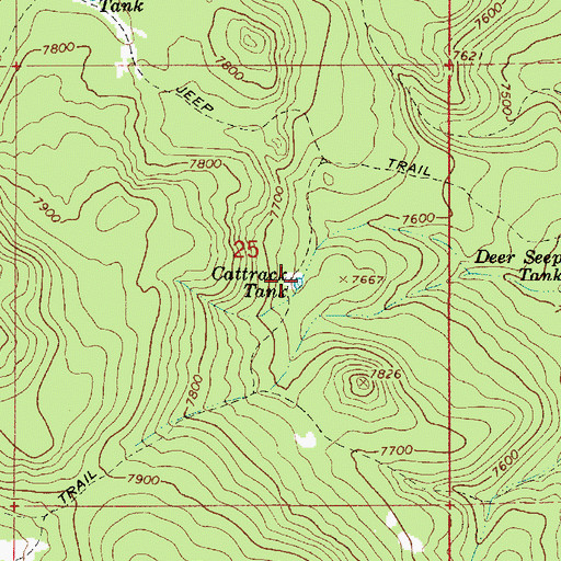 Topographic Map of Cattrack Tank, AZ