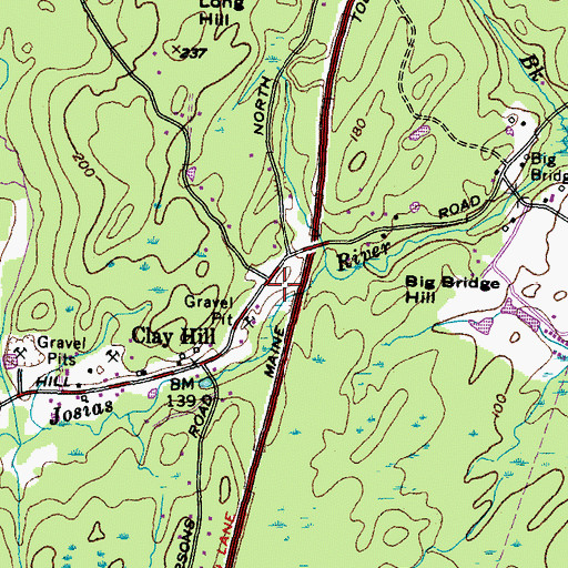 Topographic Map of Bridges Lot, ME