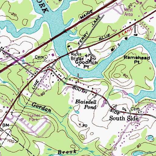 Topographic Map of Brooks Cemetery, ME