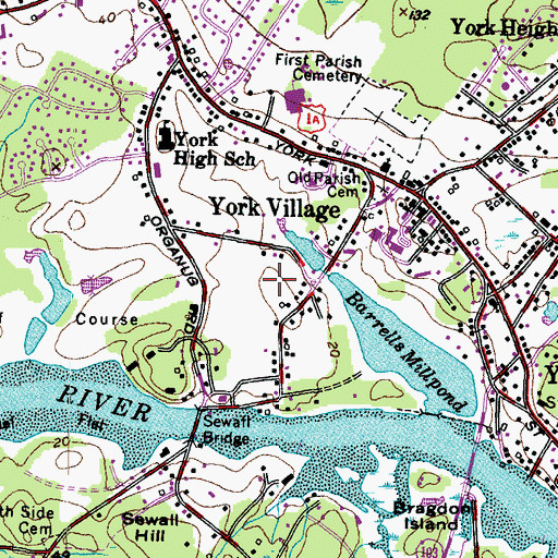 Topographic Map of Brooks Cemetery, ME