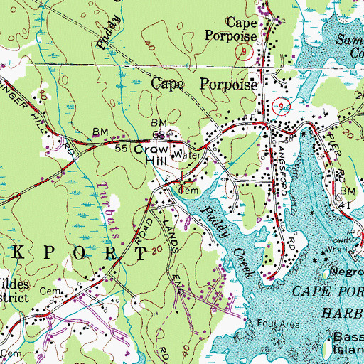 Topographic Map of Cape Porpoise Cemetery, ME