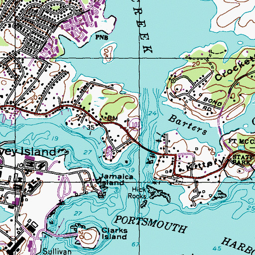 Topographic Map of Captain Benjamin Fernald Lot, ME