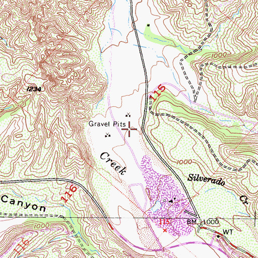 Topographic Map of Silverado Canyon, CA
